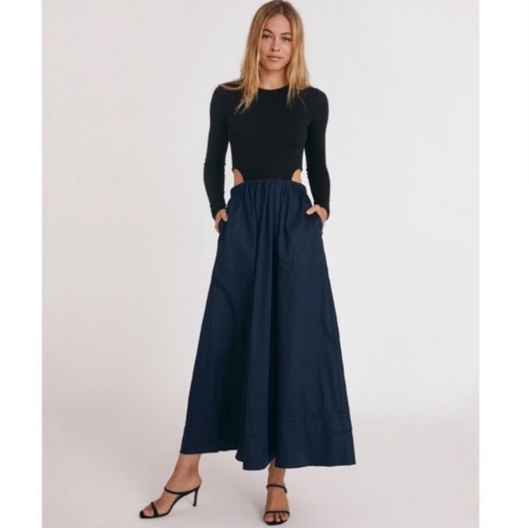 Something Navy Black Tara Cut Out Dress Long Sleeve - Picture 1 of 10